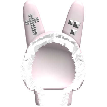 Emo Fur Bunny Hood & Cross Studs in Pink/White Roblox item