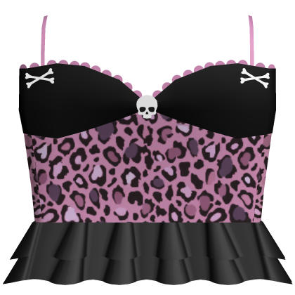 cute scene pink leopard print halter top Roblox item