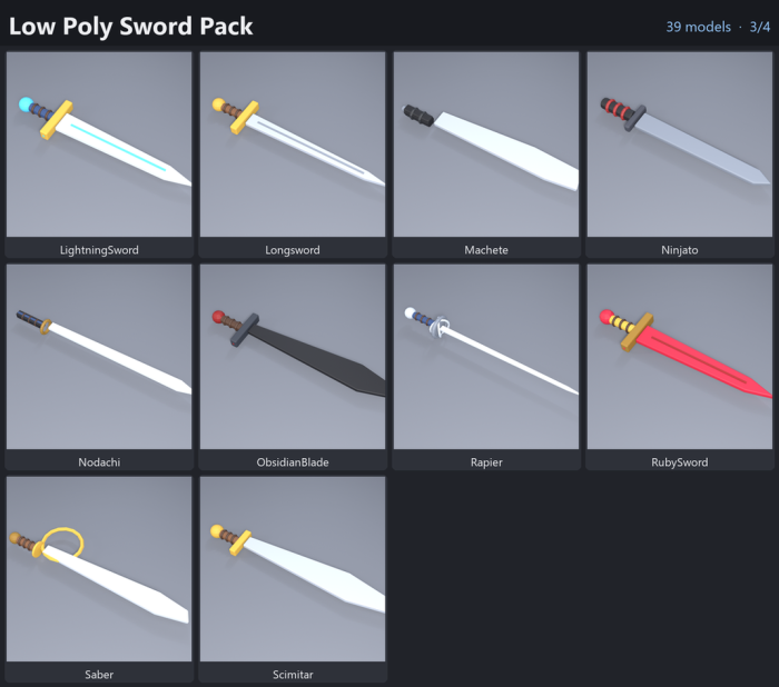Low Poly Sword Pack Katana Medieval Fantasy preview 3