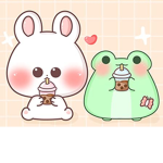 Green frogs and bunnies