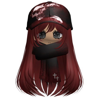 ♡ cute moe girl with emo skull hat + scarf