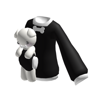 ꒰♡꒱ kawaii black sweater hugging blonde dog
