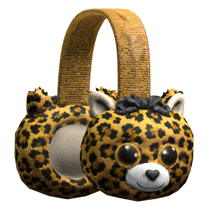 Yellow Leopard Scene Plushie Earmuffs Grunge Y2K