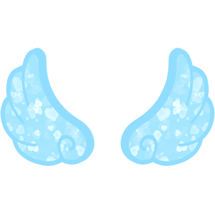 ♡ Cute Flared Glowing Angel Wings in Blue Hearts