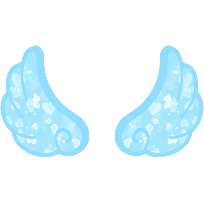 ♡ Cute Flared Glowing Angel Wings in Blue Hearts