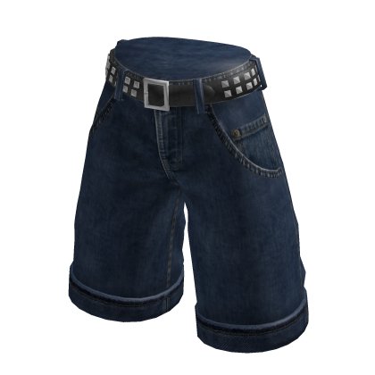 Baggy Shorts with Studded Belt (Navy)