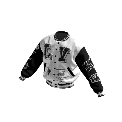 Louis Letterman Varsity Jacket - White/Black