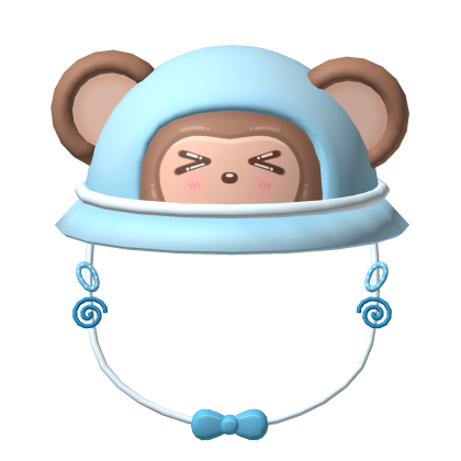 Cute monkey bucket hat in blue Roblox item