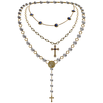 Rosary Jesus Cross Necklace w/ Gems