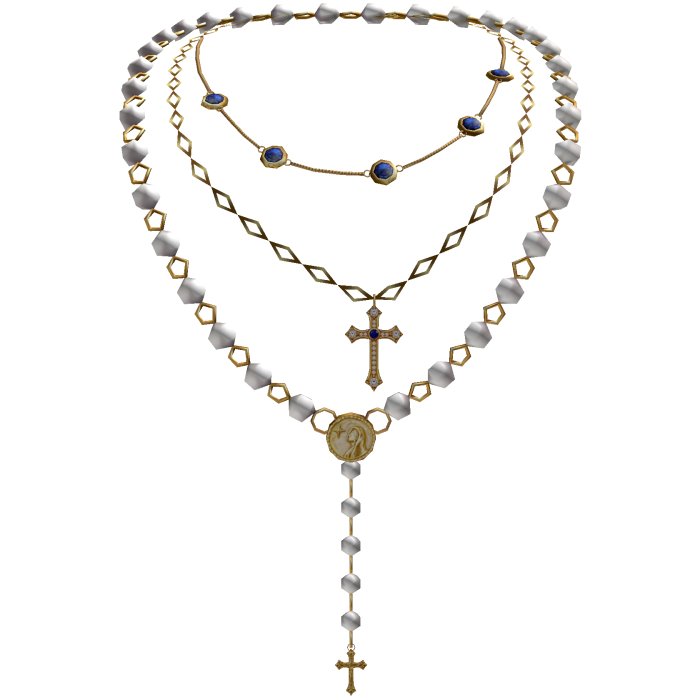Rosary Jesus Cross Necklace w/ Gems