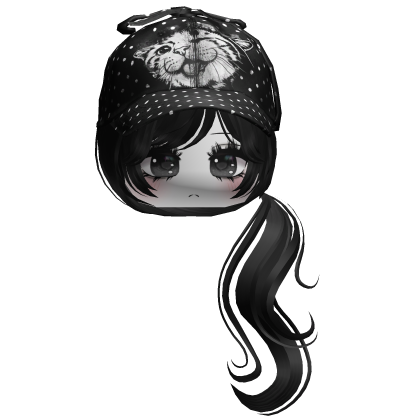 ♡ cute moe girl w black polka dots hat