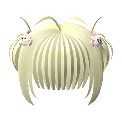 💵 Blonde Kawaii Pigtails Bangs w/ Hair Clips  Roblox item