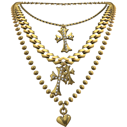 Chrome Cross Layered Gold Necklace