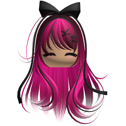 Beautiful Girl with Long Hair, Cute Bow & Lashes