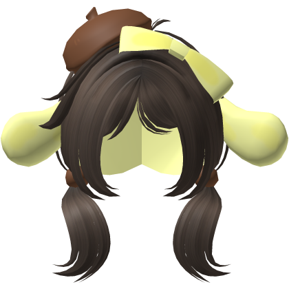 Brown Low Pigtails with Puppy Beret & Ears Roblox item