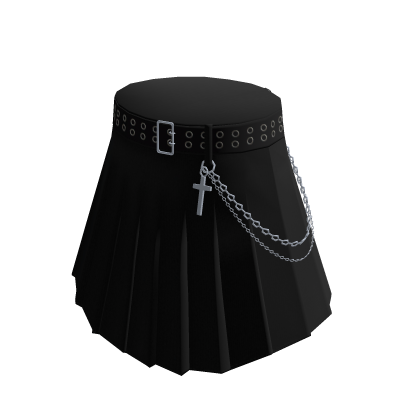 Black Pleated Emo Skirt w/ Chain