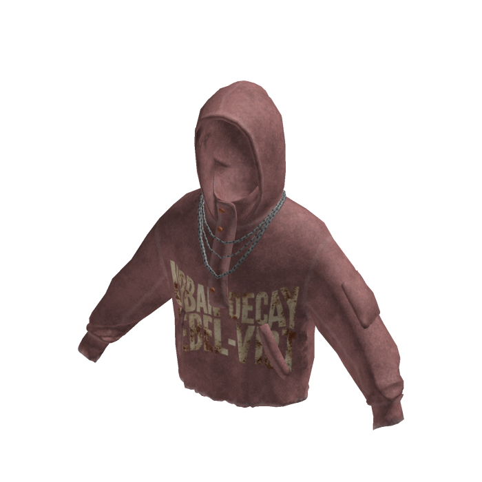 Distressed Graphic Hoodie w/ Chain (Pink)