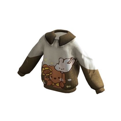 Kawaii Fleece Bear Sweater | Brown thumbnail