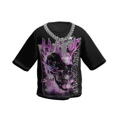 Black T-Shirt Skull Graphic Hellstar w / Toy Chain thumbnail