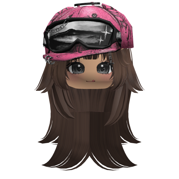 Brown Tilted Goggles Cap Girl Hair