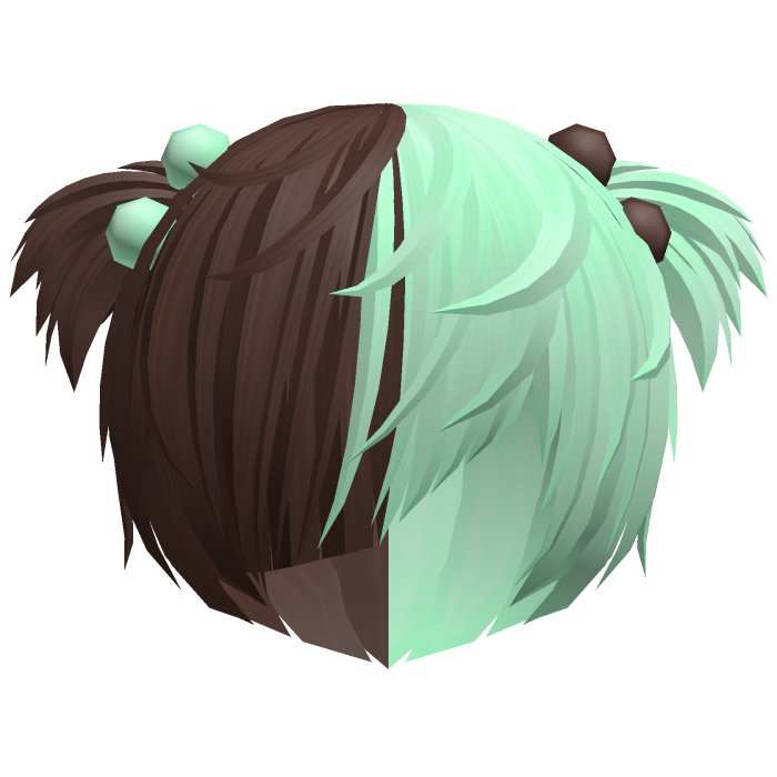(//_^) choco mint messy anime vkei emo hair w buns