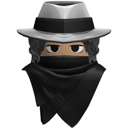 Mafia Boss Fedora Mask Scarf Hair Gray Y2K Roblox item