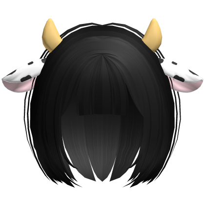 black kawaii cow girl anime bob