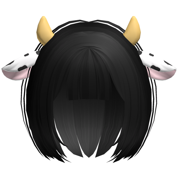 black kawaii cow girl anime bob