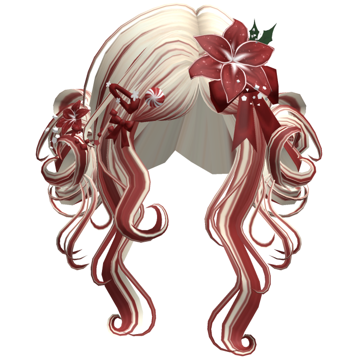 ♡ Christmas Flowery Twin Buns (Beige & Red)