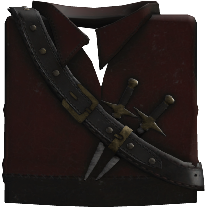Distressed Pirate Polo W/ CrossBody Daggers Red Roblox item