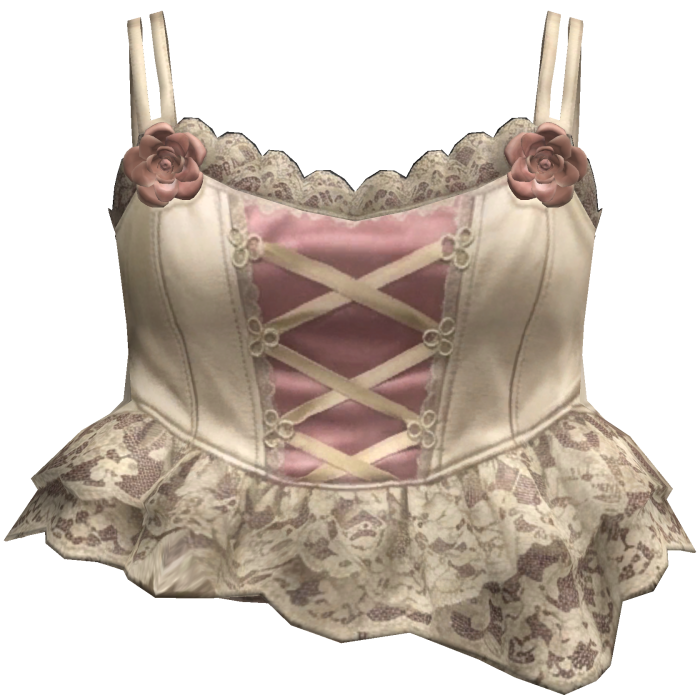 Cream Pink Rose Corset Top