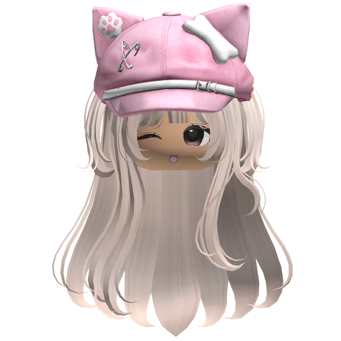 Kawaii Kitty Beret Beige Hair w/ Wink Face