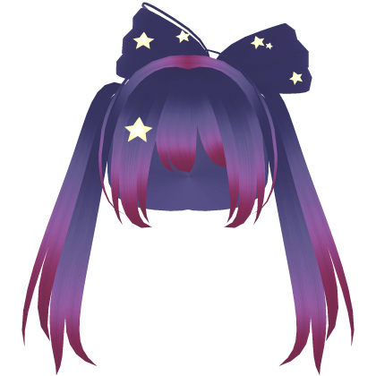 ୨୧ : neon anime starry pigtails in purple and pink Roblox item