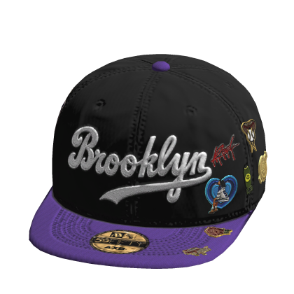 Brookyln Fitted Cap W/ Trendy Pins In Purple Roblox item