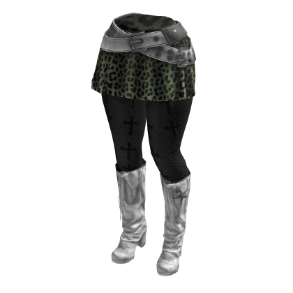Y2K LeopardSkirtCrossLeggings(WhiteBlackSagegreen)