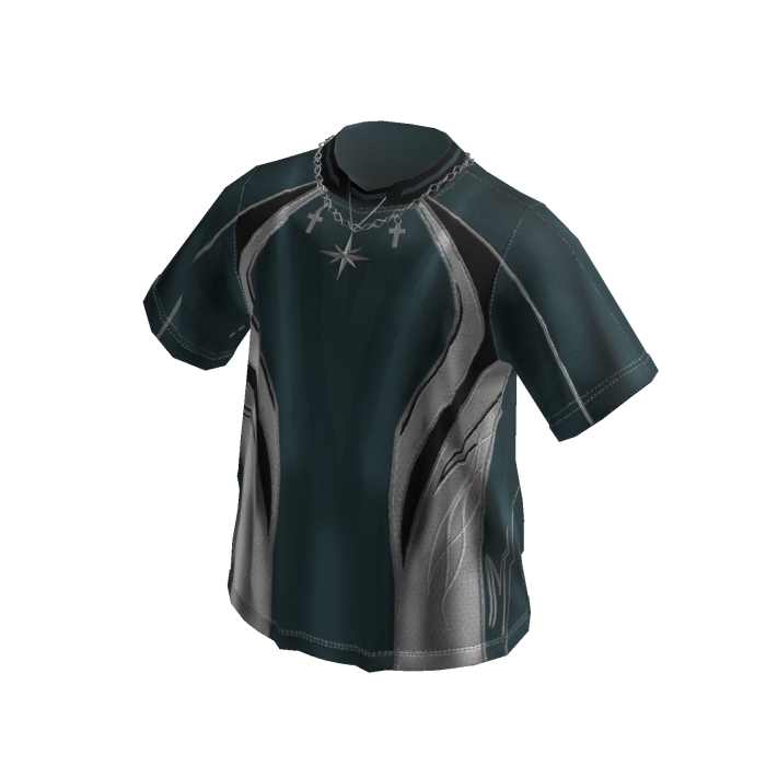 Contrast Panel Tee w/ Necklace (Green)