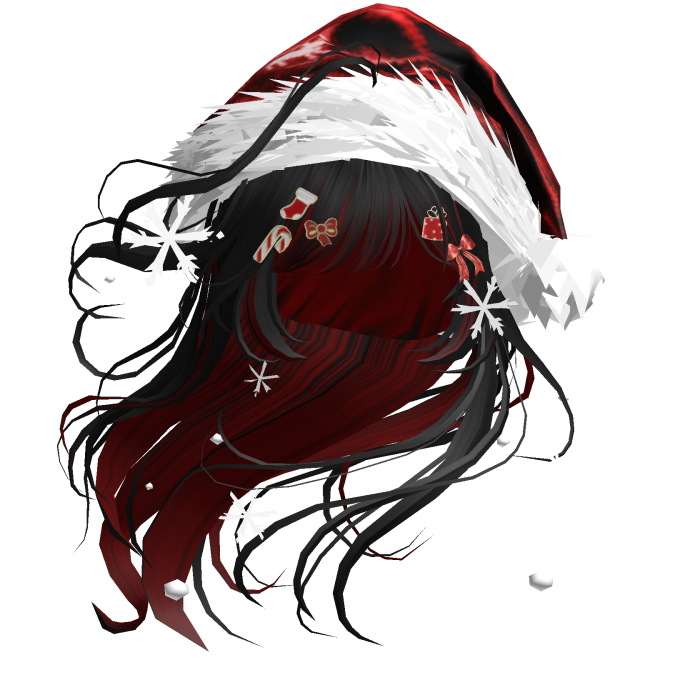 Lush Windy Hair w/Santa Hat (Black&Red)