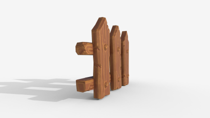 Stylized Wooden Fence - Low Poly Hand Painted Game preview 2