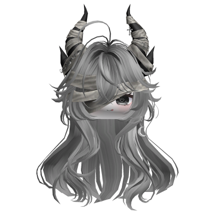 Horned Anime Demon Wolfcut (Gray)