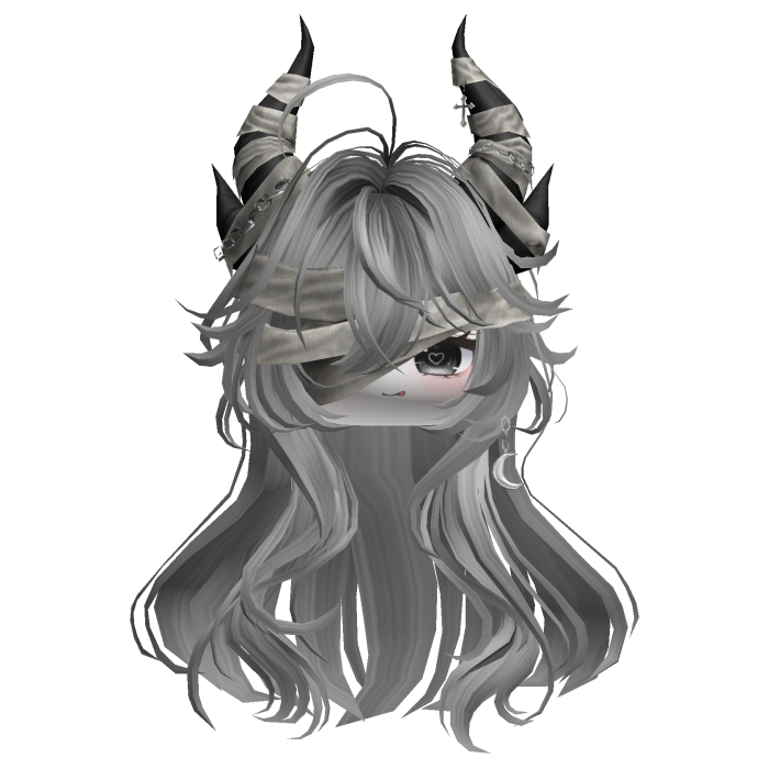 Horned Anime Demon Wolfcut (Gray)