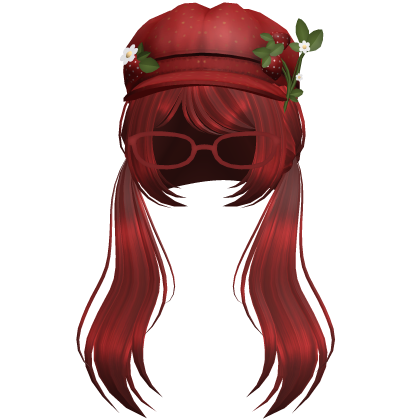 ♡ cute igari beret glasses pigtails in red thumbnail