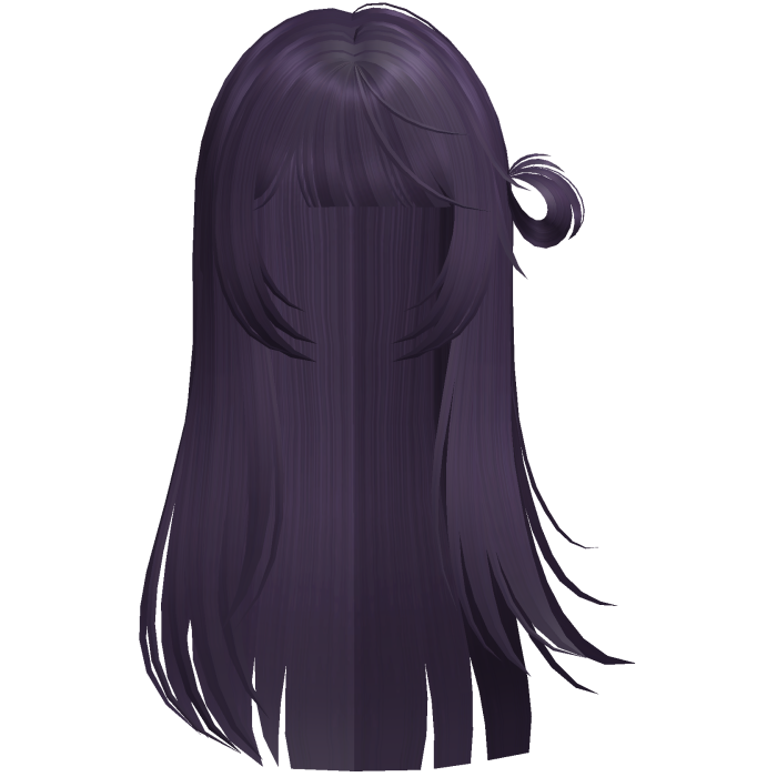 cute wispy windy shoujo bun hair in dark purple