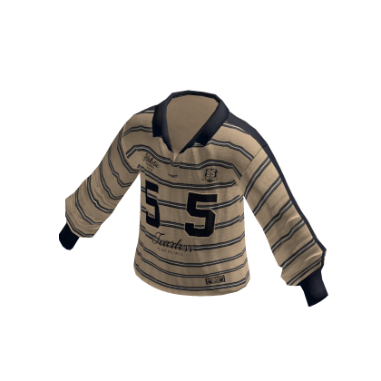 Striped Collared Sweater w/ 55 Print (Cream)