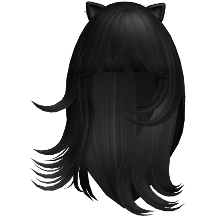 Wispy Flowy Cat Ears Hair (Black)