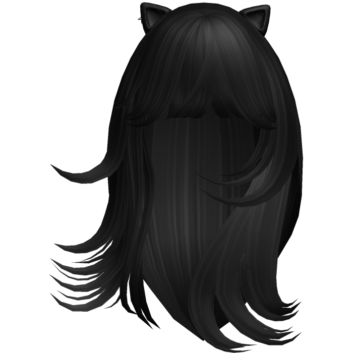 Wispy Flowy Cat Ears Hair (Black)