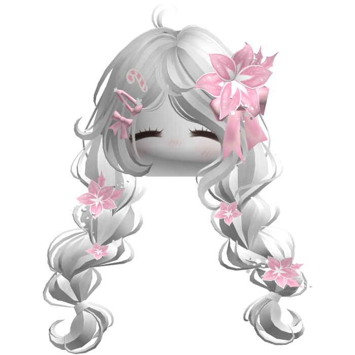 ♡ Christmas Preppy Flower Braids (White & Pink)