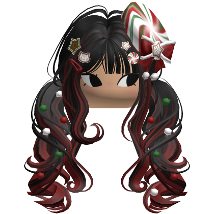 ♡ Christmas Peppermint Pigtails (Black & Red)