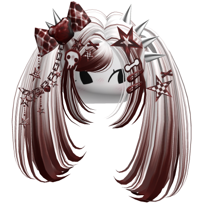♡ Scene Spiky Moe Pigtails (White & Red)