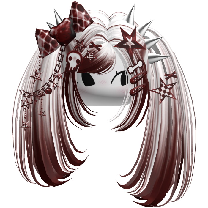 ♡ Scene Spiky Moe Pigtails (White & Red)