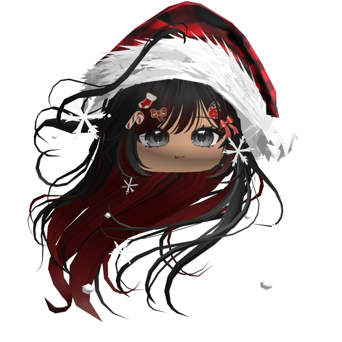 Windy Anime Hair w/Santa Hat (Black&Red)